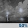Saturday Night: A chance of showers and thunderstorms after 8pm. Mostly cloudy, with a low around 72. West wind 7 to 15 mph. Chance of precipitation is 50%. Saturday Night: Chance Showers And Thunderstorms