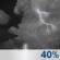 Wednesday Night: A chance of showers and thunderstorms after 8pm. Mostly cloudy, with a low around 65. Chance of precipitation is 40%. Wednesday Night: Chance Showers And Thunderstorms
